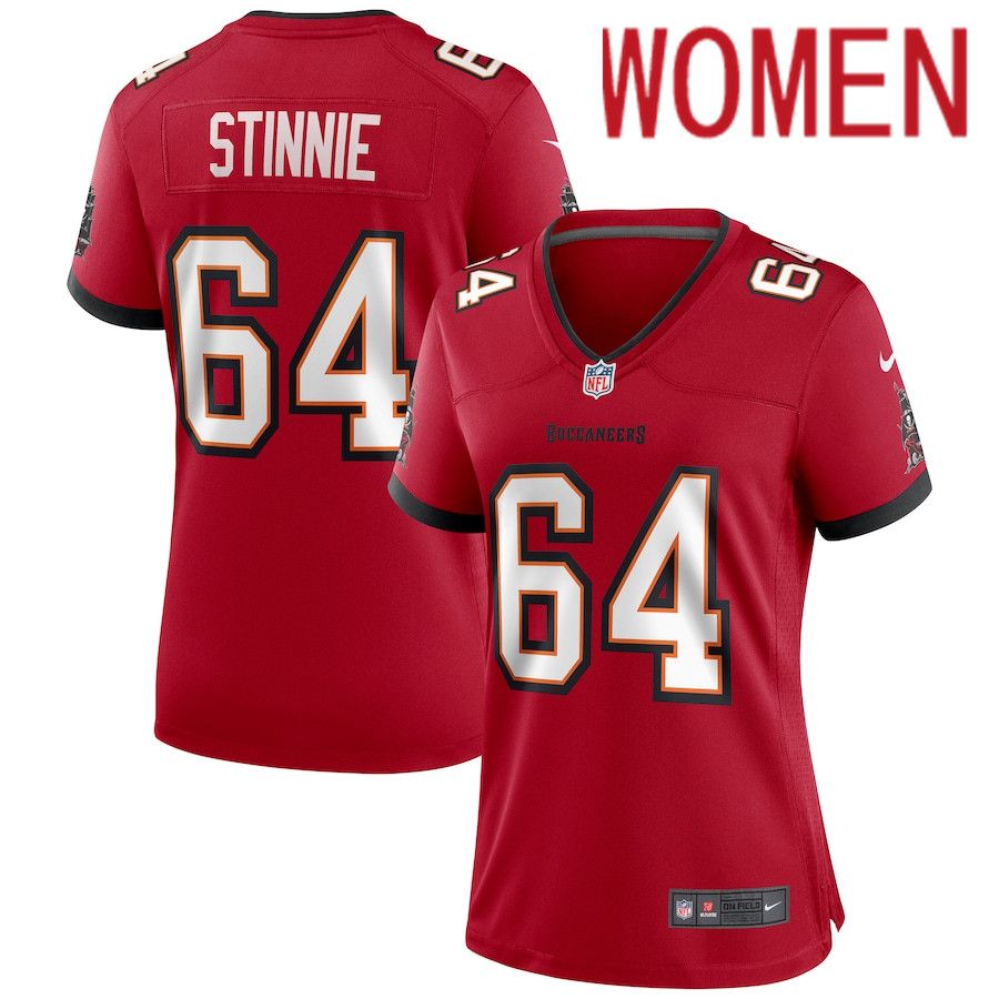 Women Tampa Bay Buccaneers #64 Aaron Stinnie Nike Red Game NFL Jersey->women nfl jersey->Women Jersey
